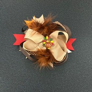 Elegant Brown and Tan Thanksgiving Feathered Hair Clip